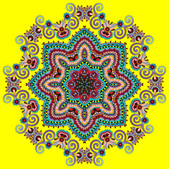 Circle lace ornament, round ornamental geometric doily pattern