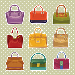 Colorful fashion handbags. Autumn Vector