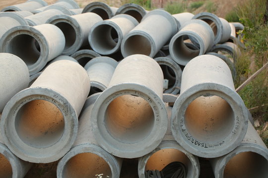 concrete pipes on site