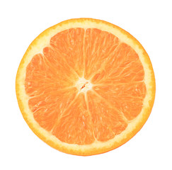 Slice of fresh orange isolated on white background