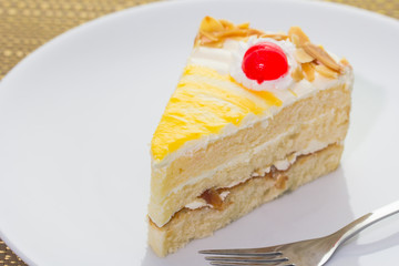 delicious slice of cake on the plate