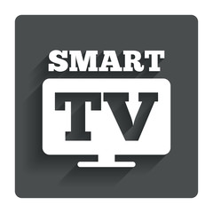 Widescreen Smart TV sign icon. Television set.