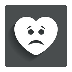 Obraz premium Sad heart face sign icon. Sadness symbol.