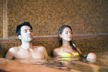 Couple relaxing in a spa