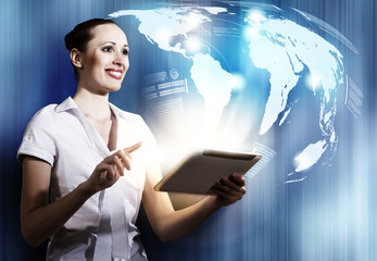 Woman using tablet pc