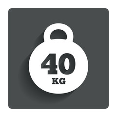 Weight sign icon. 40 kilogram (kg). Sport symbol