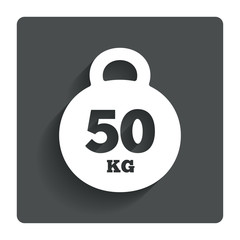 Weight sign icon. 50 kilogram (kg). Sport symbol