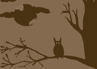 Vintage owl in the night