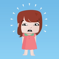 A little girl with disgusted expression