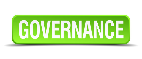 Governance green 3d realistic square isolated button