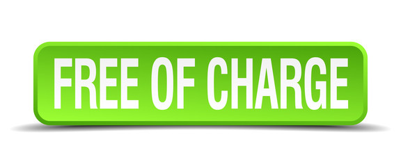 free of charge green 3d realistic square isolated button