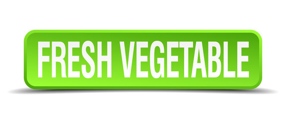 fresh vegetable green 3d realistic square isolated button