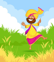 Sikh man doing Bhangra dance