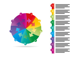 Nine sided arrow puzzle gradient business diagram vector