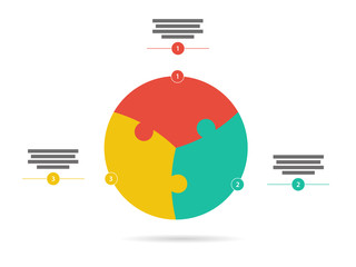 Three sided flying text field flat puzzle diagram vector