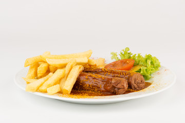 Currywurst mit Pommes