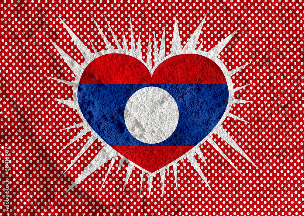 Aufkleber flag of laos themes idea design on wall texture background