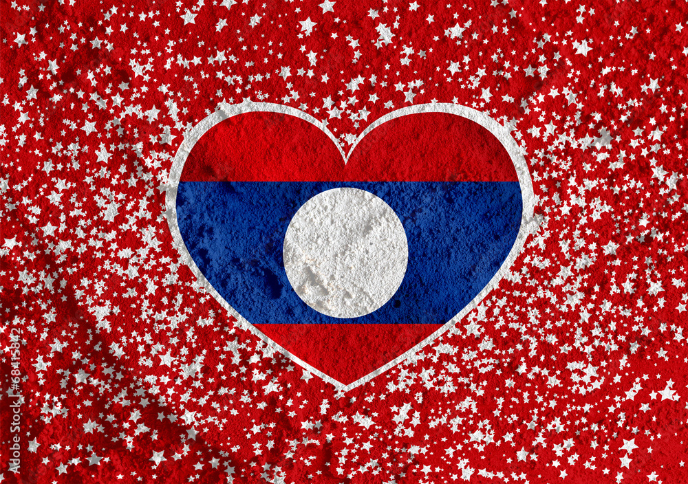 Poster flag of laos themes idea design on wall texture background