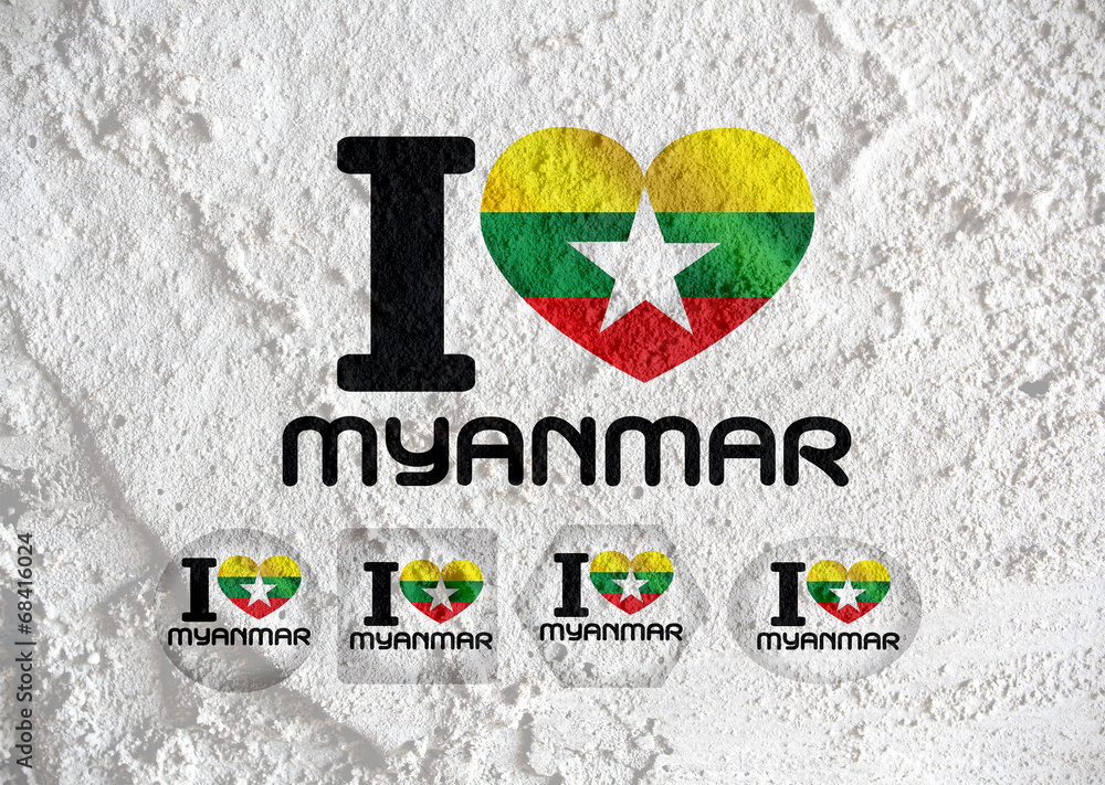 Poster union of myanmar flag or burma flag themes idea design on wall t