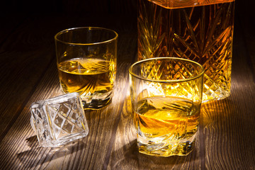 Whiskey decanter with two glasses