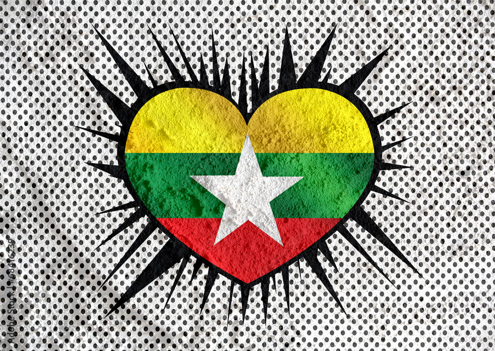 Poster union of myanmar flag or burma flag themes idea design on wall t