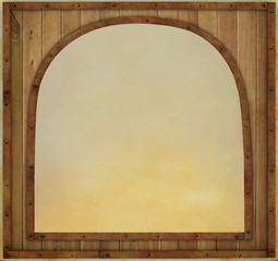 Background or illustration with  wooden texture vintage frame