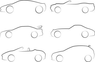 Illustration of Outlines of Cars - 68417071