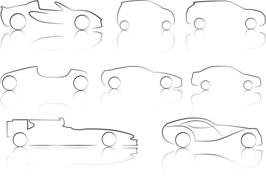 Illustration of Outlines of Cars