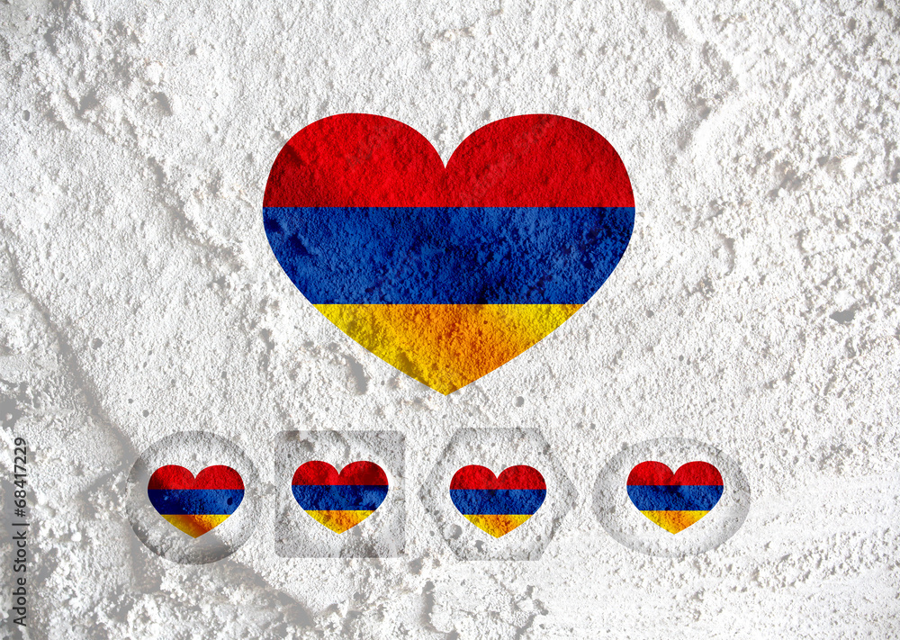 Poster flag of armenia themes design idea on wall texture background