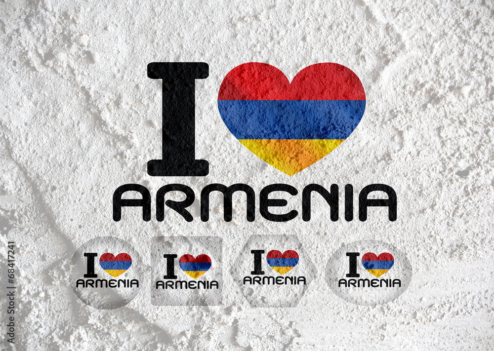 Poster flag of Armenia themes design idea on wall texture background