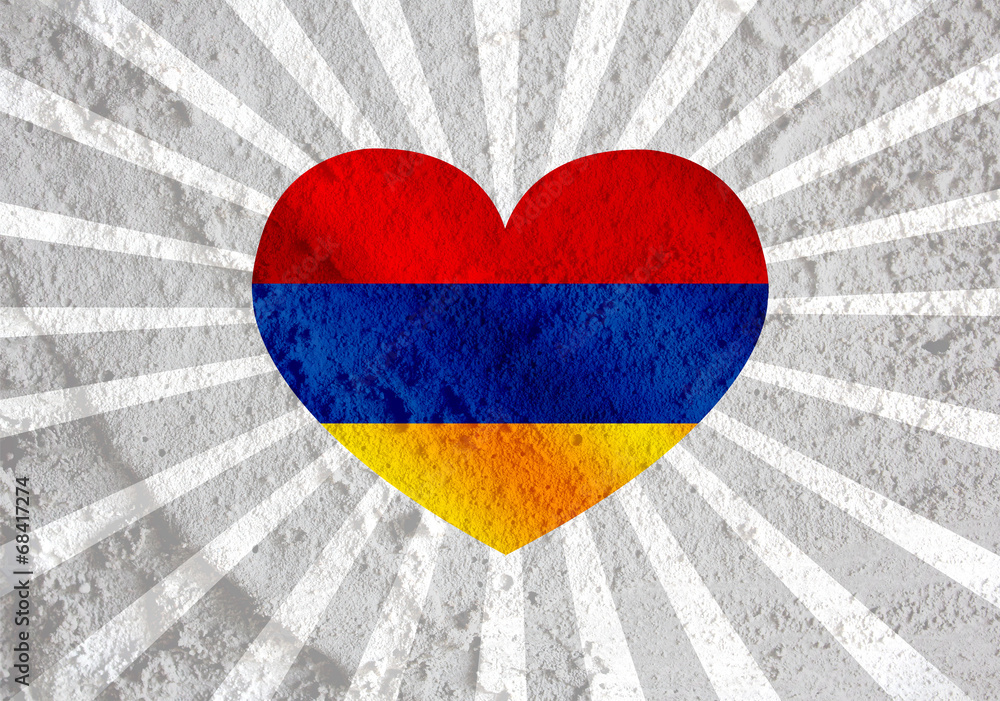 Poster flag of armenia themes design idea on wall texture background