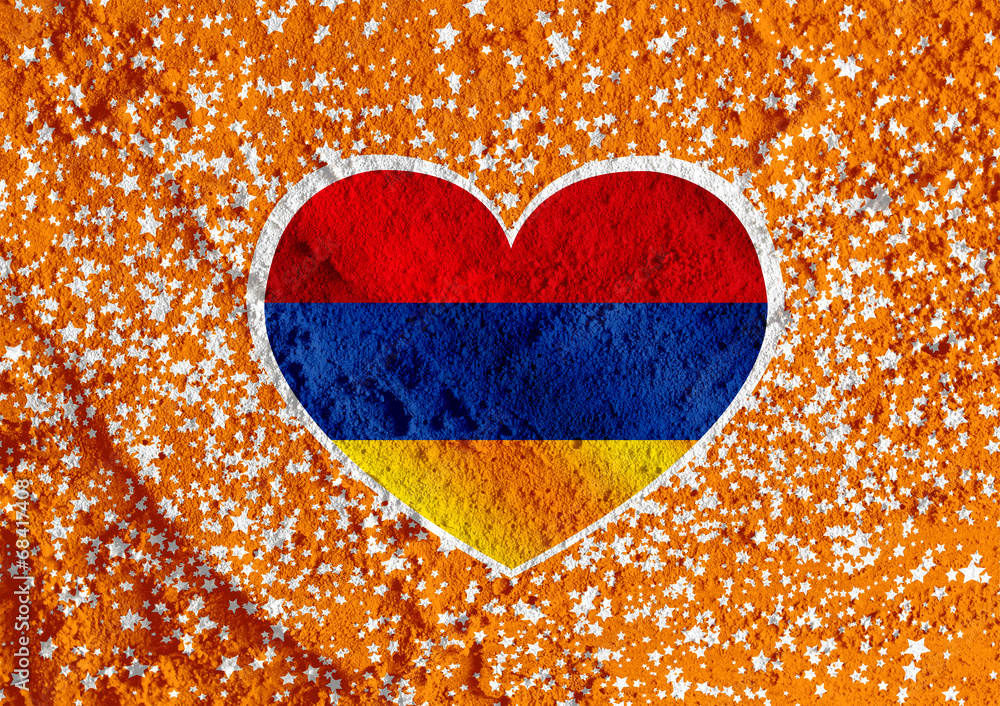 Poster flag of armenia themes design idea on wall texture background