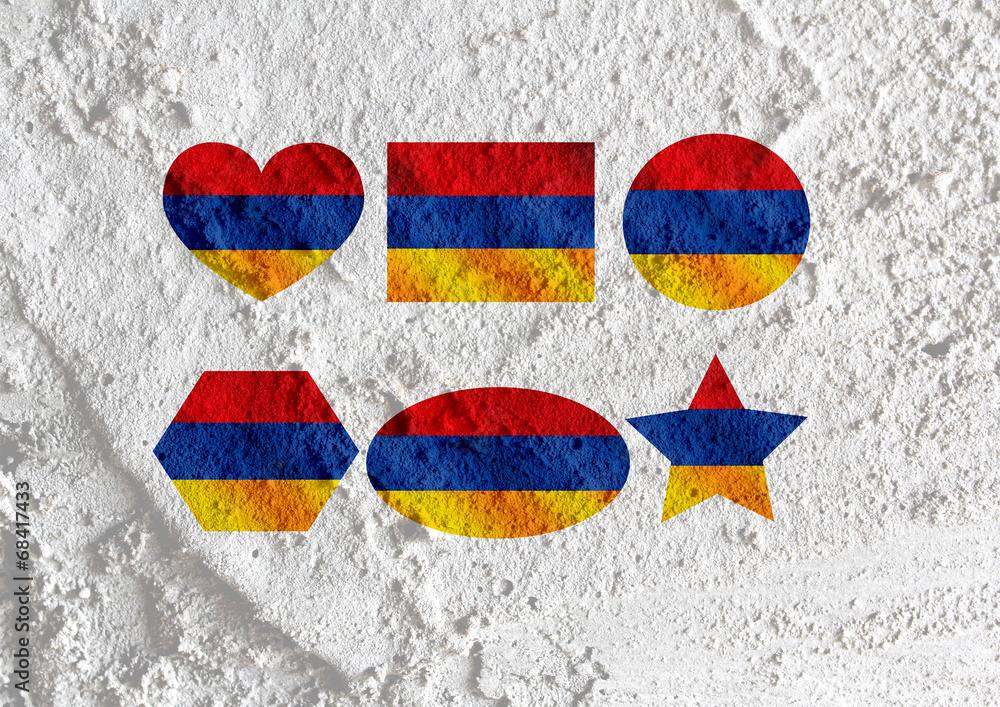 Poster flag of armenia themes design idea on wall texture background