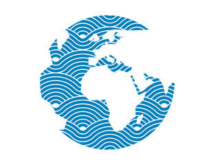 Earth shape symbol described by curvy waves vector