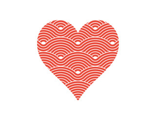 Obraz na płótnie Canvas Heart shape symbol described by curvy waves vector
