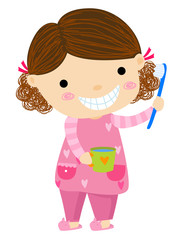 Little girl and toothbrush