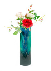 Vase with artificial roses