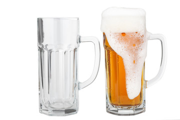 empty and full beer glass