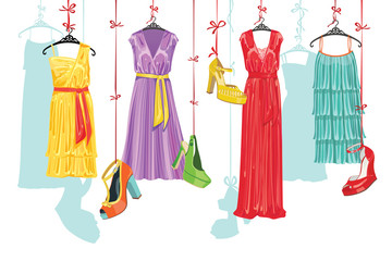 Dress and shoes.Fashion Illustration