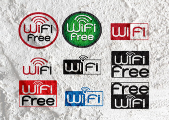 wifi icons for business on wall texture background