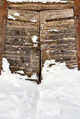 wooden door of old mill