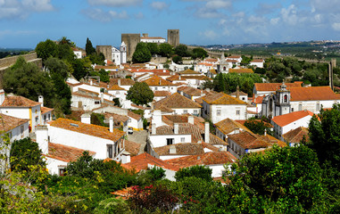Fototapeta na wymiar town within castle walls, Obidos, Portugal
