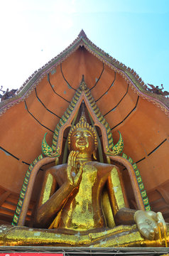 Big golden buddha statue in Wat Tham Sua or Tiger Cave Temple