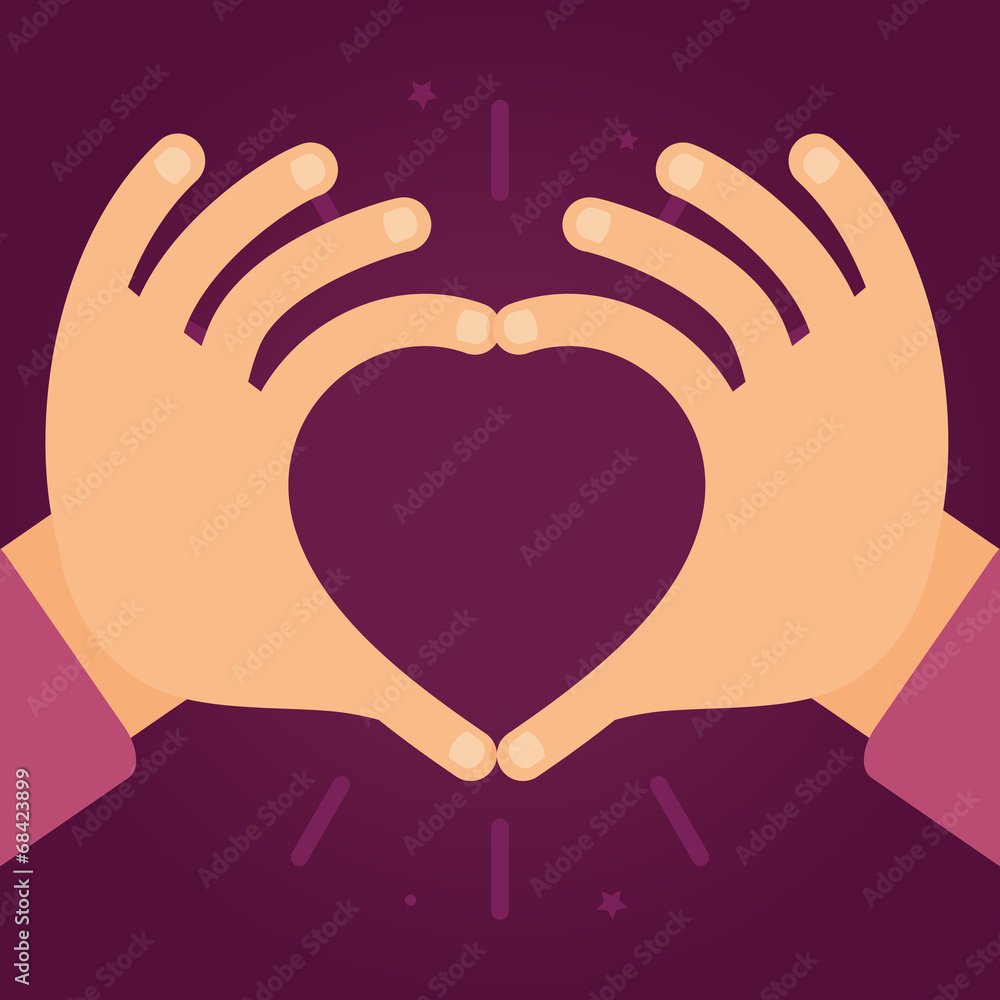 Poster vector hands in the form of heart