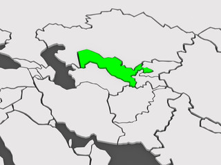 Obraz premium Map of worlds. Uzbekistan.