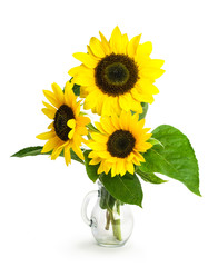 Naklejka premium Sunflowers in a glass vase