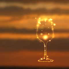 Glass shining with sparks.