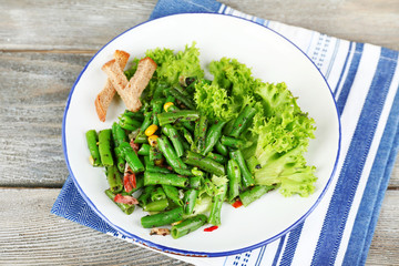 Salad with green beans, ham and  corn