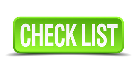 check list green 3d realistic square isolated button