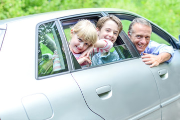 Father out on a long drive with kids